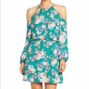 Charles Henry cold shoulder floral dress